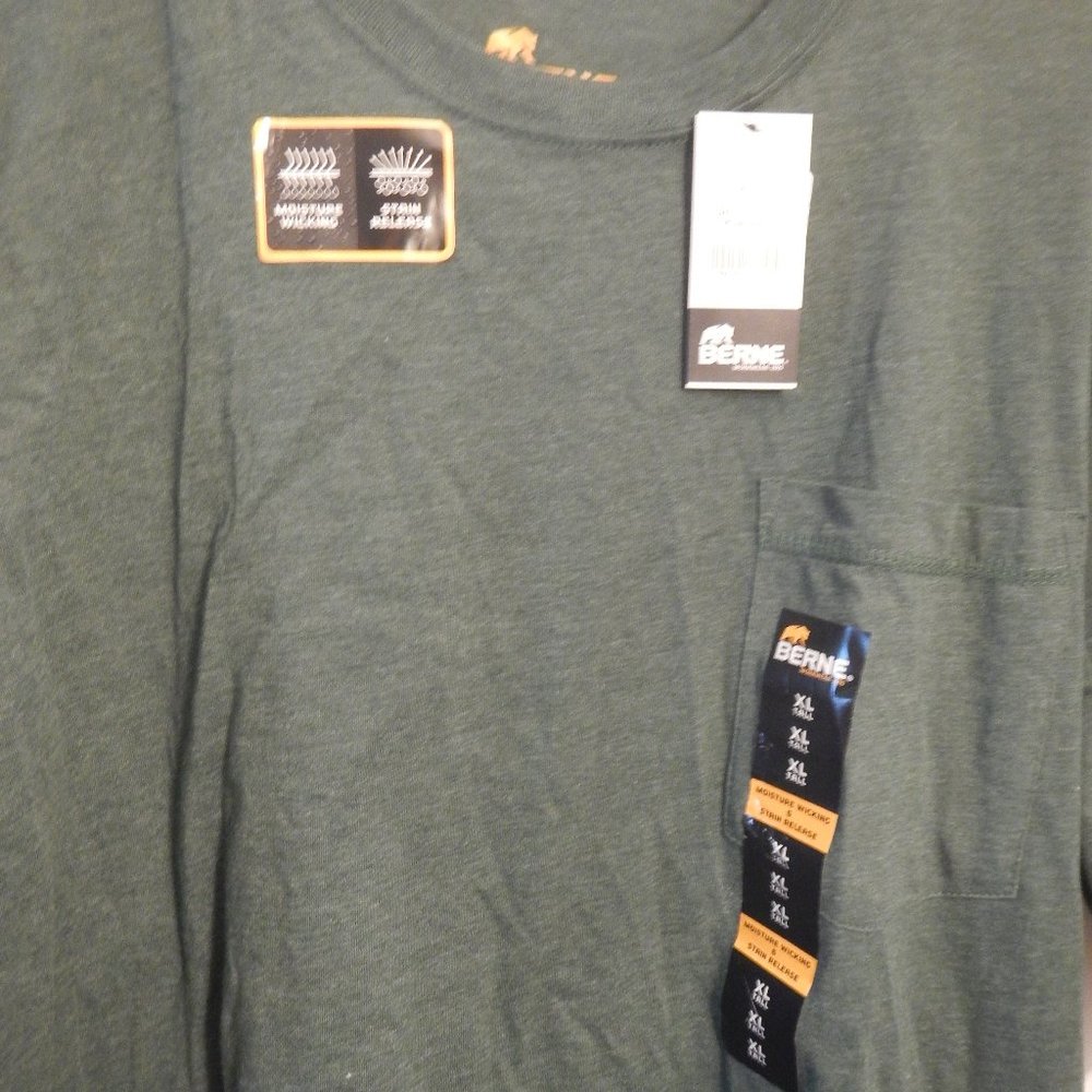 122- Berne XL tall green pocket tee. NWT